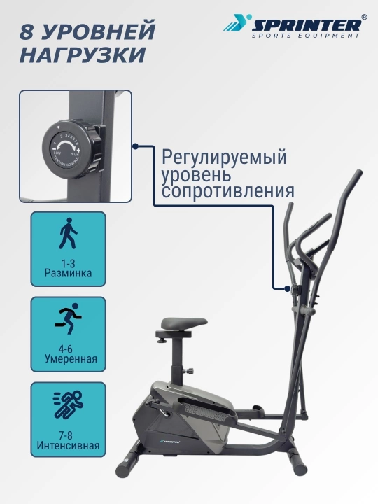 Эллиптический тренажер (вело-лыжа) SPRINTER SP-36E