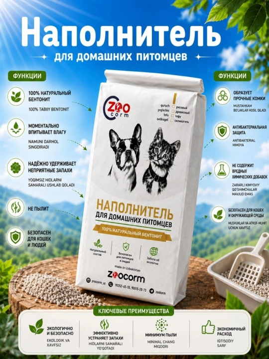 Бентонит круглый, отличного качества, 10 кг(15 литров)