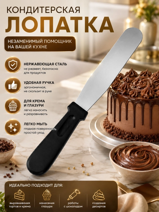 Лопатка кондитерская для крема, шпатель для торта, лопатка для выравнивания крема - 