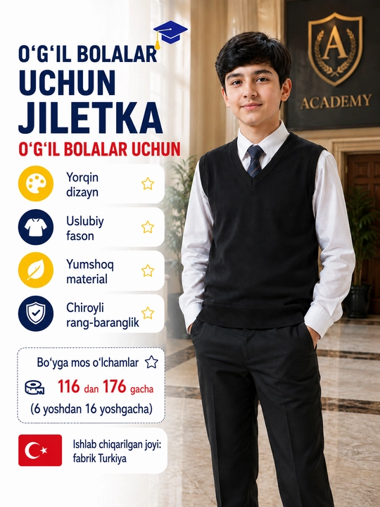Trikotaj maktab kamzuli, Turkiya - 