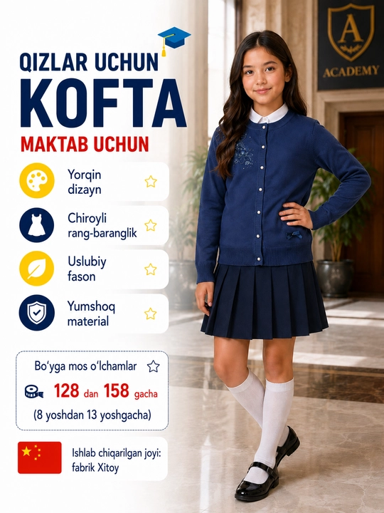 Tugmali trikotaj ko'ylagi, bolalar uchun, 6 turdagi - 