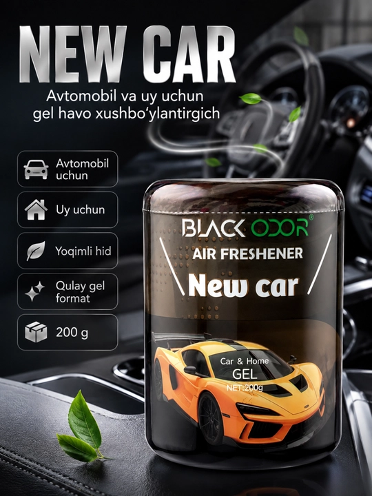 BLACK ODOR gel havo xushbo‘ylantirgich, uy va avtomobil uchun, 200 g - 