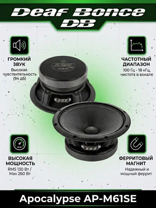 Автомобильные динамики Deaf Bonce Apocalypse AP-M61SE MID-RANGE Speakers, 2 шт - 