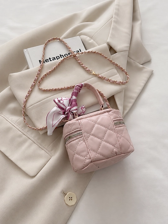 Ayollar uchun mini sumka, yelkaga taqiladigan krossbodi, eko-charm, Chanel uslubida
