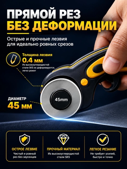 45 mm rolikli pichoq uchun almashtiriladigan pichoqlar, SK5 po‘lat,0.4mm