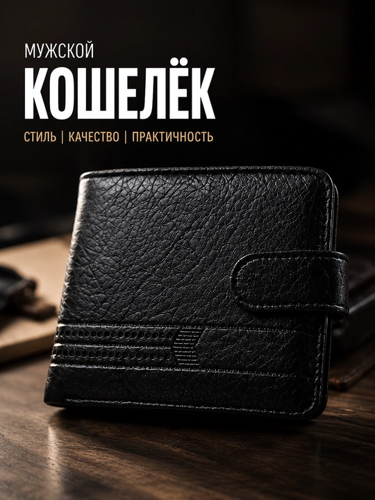 Кошелек мужской, портмоне для денег, банковских карт и документов - 