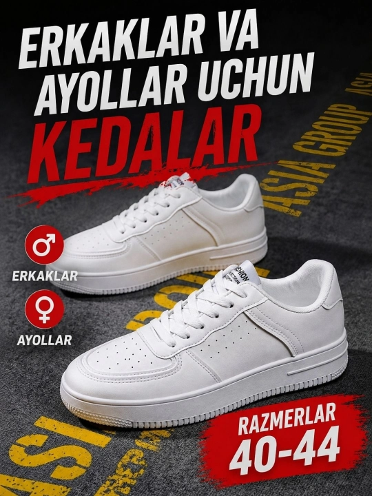 Erkaklar va ayollar uchun uniseks keda, qora va ko‘k rang kundalik sport oyoq kiyimi 40–44 - 