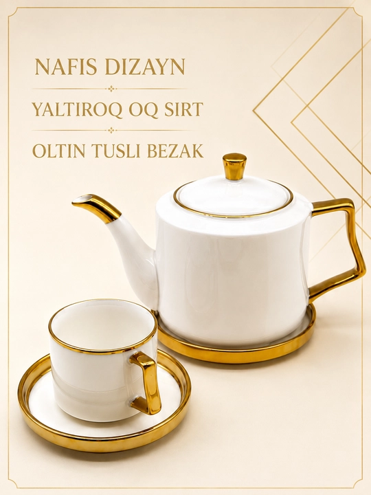 Choy va qahva servisi, choynak, 6 ta finjon, 6 ta likopcha va taglik, chinni, 14 qism
