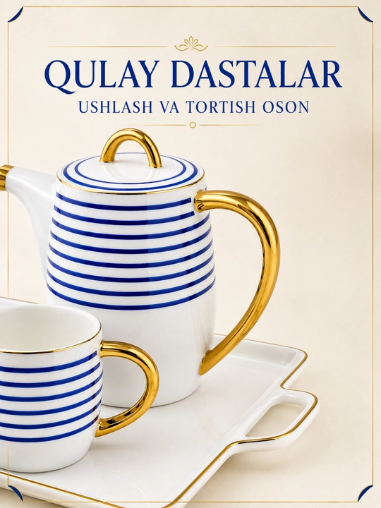Choy va qahva servisi, choynak, 6 ta finjon, 6 ta likopcha va taglik, chinni, 14 qism