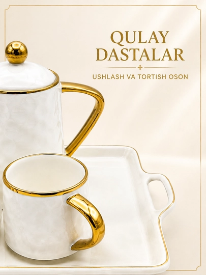 Choy va qahva servisi, choynak, 6 ta finjon, 6 ta likopcha va taglik, chinni, 14 qism