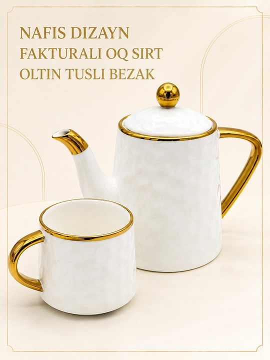 Choy va qahva servisi, choynak, 6 ta finjon, 6 ta likopcha va taglik, chinni, 14 qism