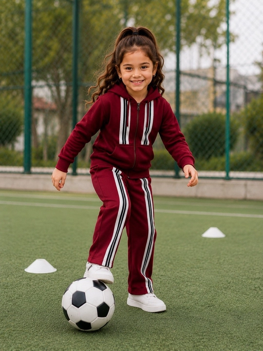 Qiz bola uchun sport kostyumi, yashin shaklidagi xudi va keng shim, bolalar to‘plami