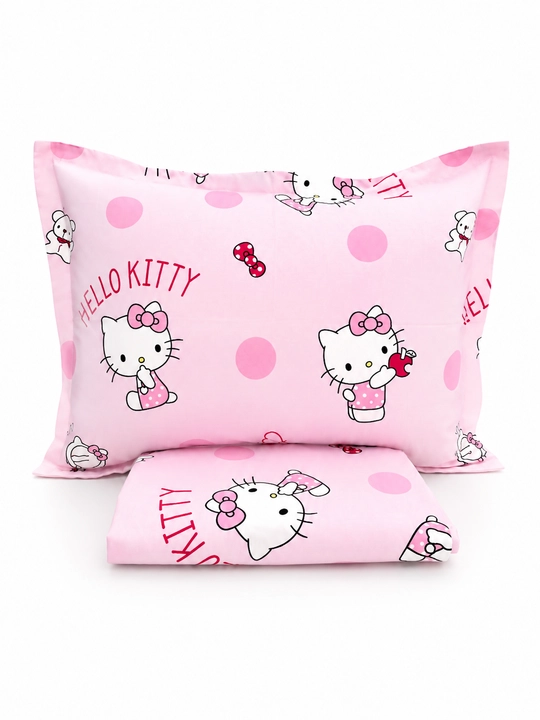 Bir kishilik uchun Hello Kitty choyshab va yostiq jildidan iborat to‘plam, ko‘rpa jildisiz - 