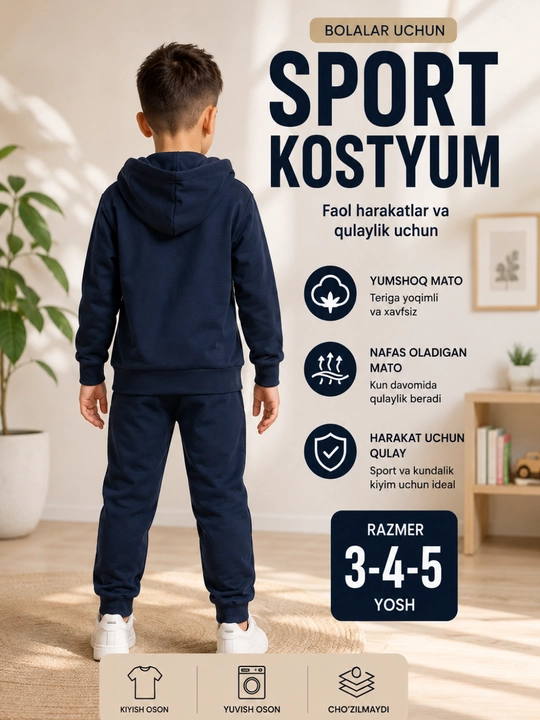 Детский спортивный костюм худи и брюки, 3-5 лет, тёмно-синий, шоколадный спортивный костюм