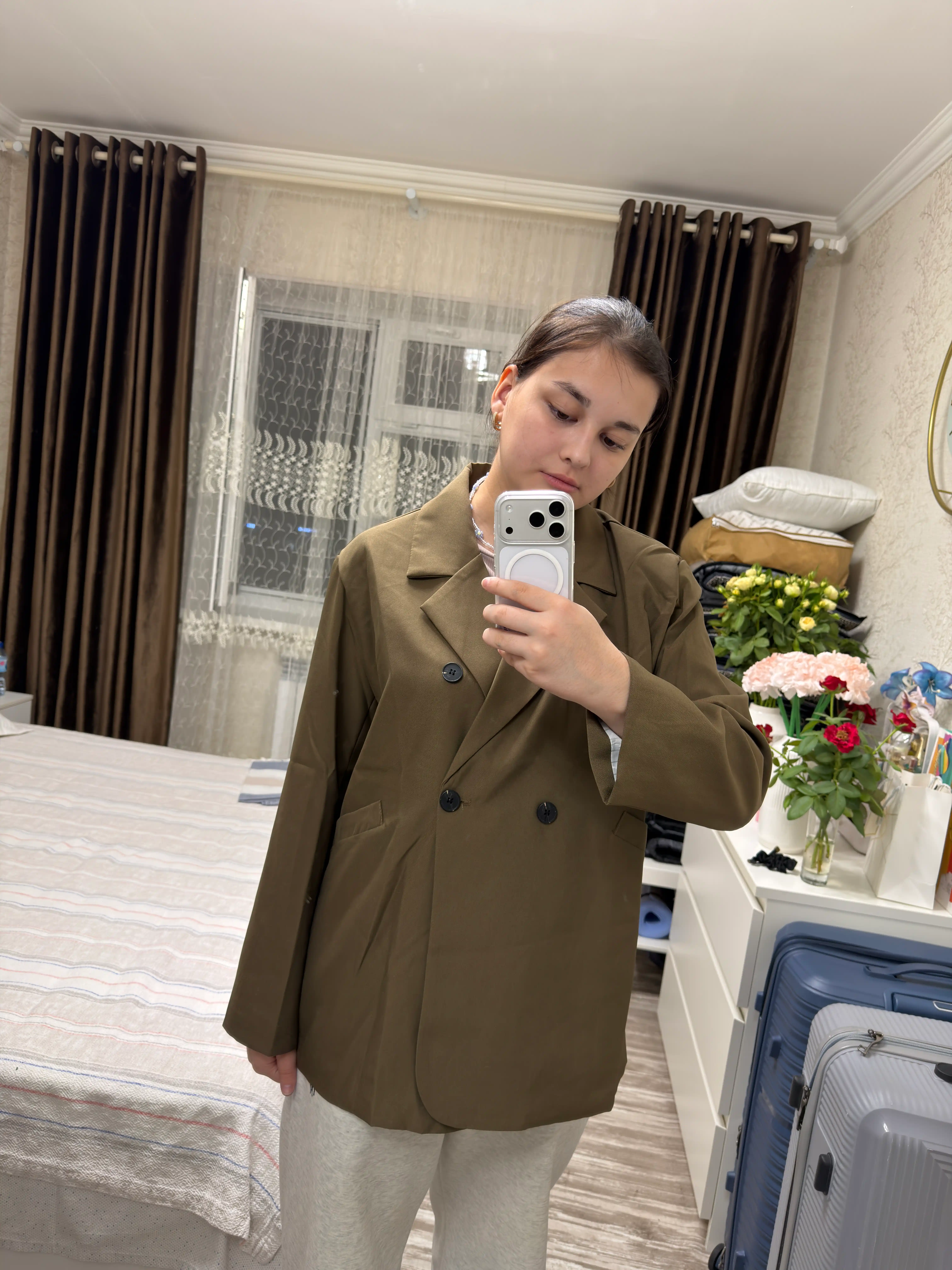 Женский двубортный пиджак oversize