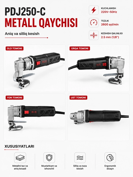 Metall qaychisi PDJ250-C, elektr metall qaychisi, 500 Vt
