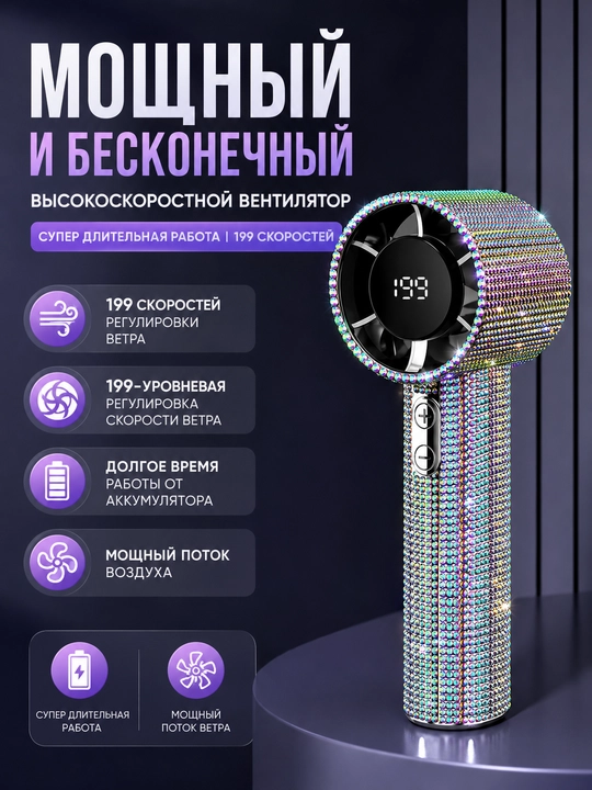 S5 portativ turboventilyator, 199 tezlikli, kuchli havo oqimi - 