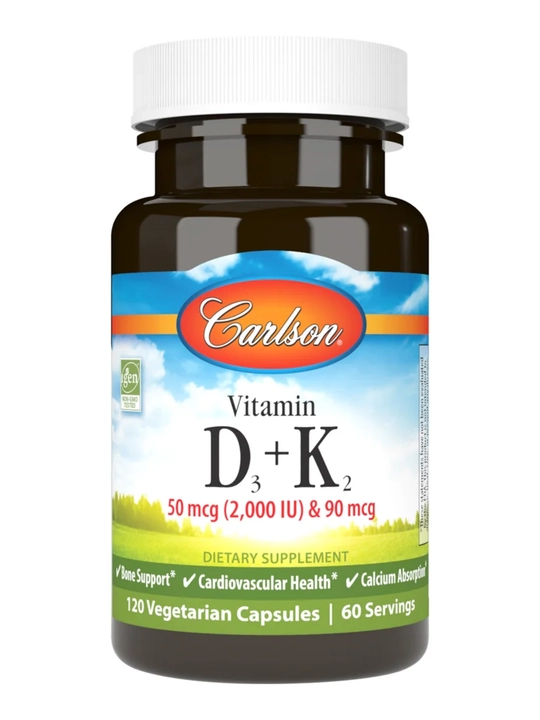 Витамин D3 + K2, Carlson, 2000 МЕ / 90 мкг, США
