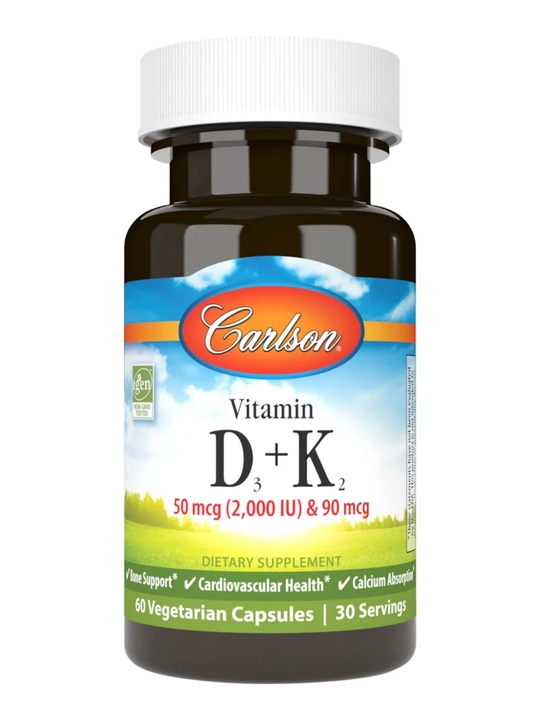 Витамин D3 + K2, Carlson, 2000 МЕ / 90 мкг, США