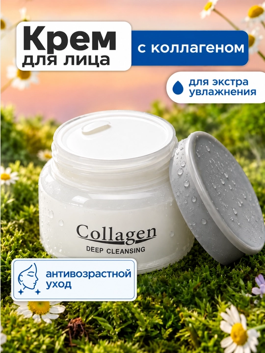 Крем для лица Collagen отбеливающий с экстрактом улитки и коллагеном, питание и уход, 80 г - 