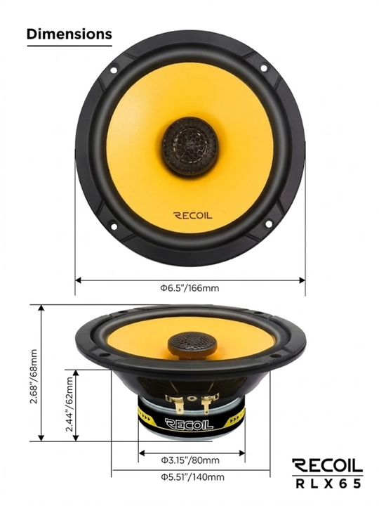 Коаксиальная акустика Recoil RLX65 размер 16.5 см (6,5 дюйма)