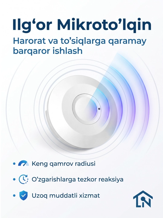 Shiftga o'rnatiladigan harakat datchigi 360°: PIR va Radar, 220V