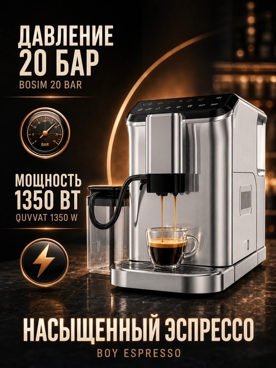 Professional kofe mashina UAKEEN — 20 Bar, oʻrnatilgan kofemolka