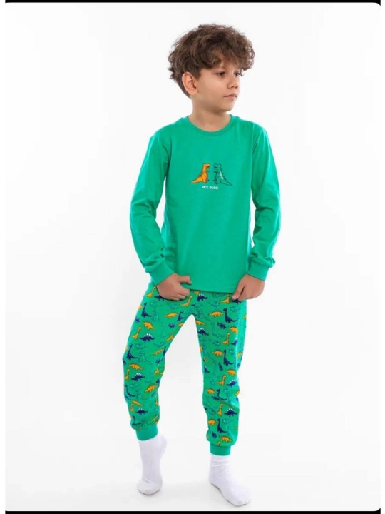 O‘g‘il bola uchun pijama, 4-8 yosh, yumshoq mato, nafas oluvchi material, bolalar kiyimi - 