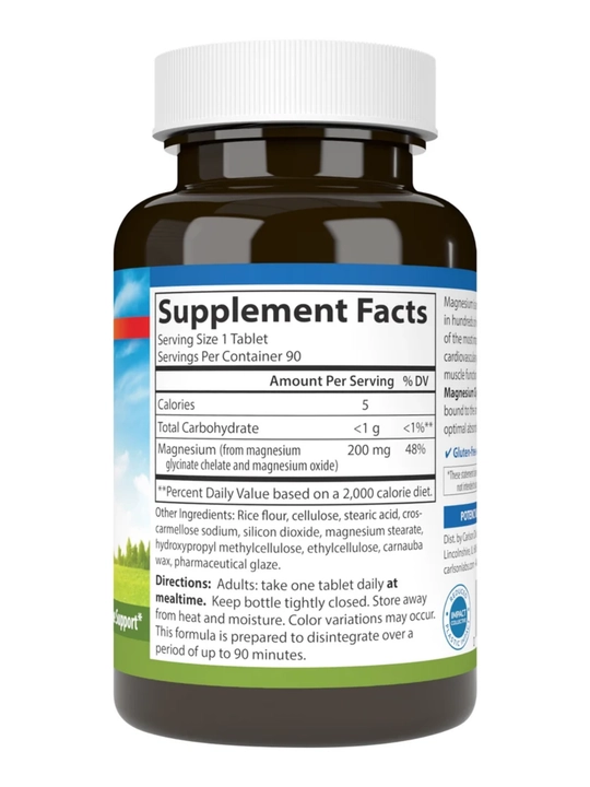 Magniy glitsinat xelati, Carlson, Chelated Magnesium Glycinate, 200 mg, AQSH