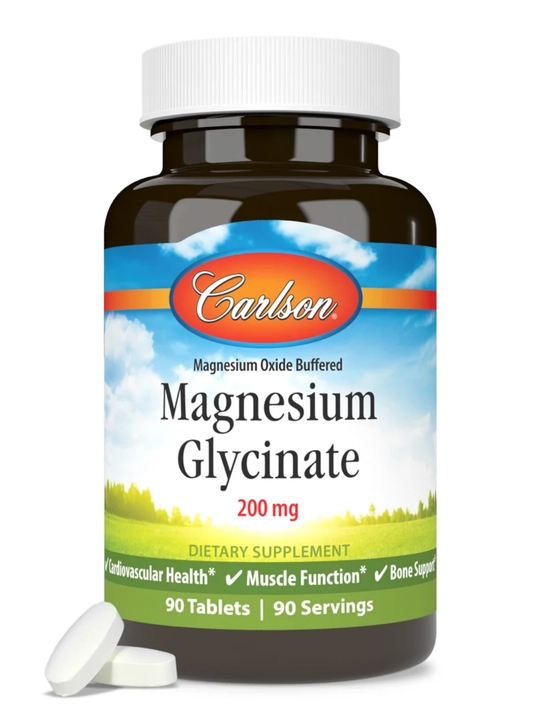 Magniy glitsinat xelati, Carlson, Chelated Magnesium Glycinate, 200 mg, AQSH