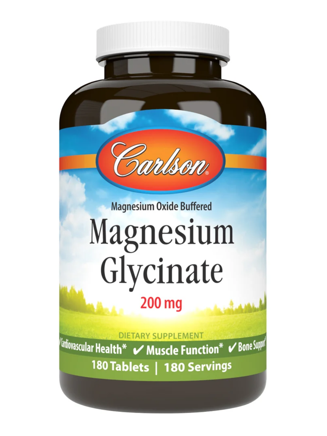Magniy glitsinat xelati, Carlson, Chelated Magnesium Glycinate, 200 mg, AQSH