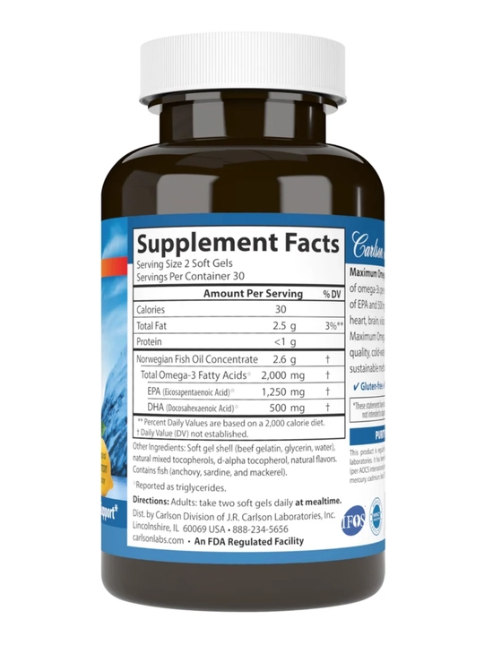 Maksimal Omega, Carlson, Maximum Omega, 2000 mg, AQSH