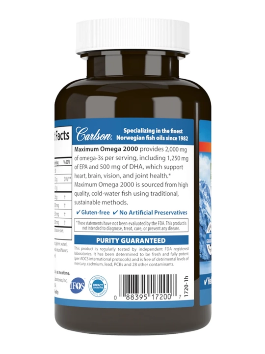 Maksimal Omega, Carlson, Maximum Omega, 2000 mg, AQSH