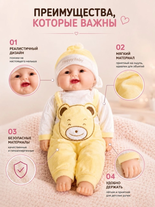Мягкая кукла-младенец для детей от 3 лет, реалистичная игрушка, подарок для детских игр