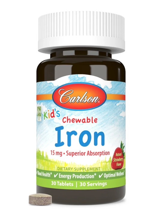 Железо для детей, жевательное, Carlson, Kids Chewable Iron, США