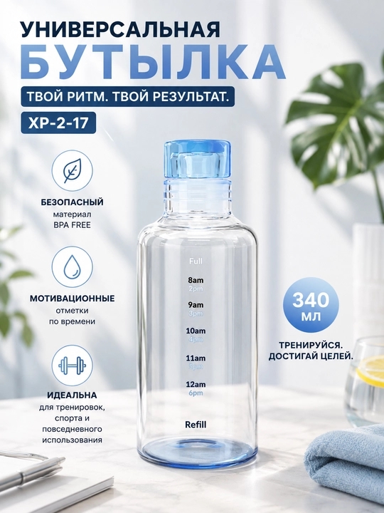 Бутылка для воды, для занятий спортом и повседневности, 550, 340 мл - 