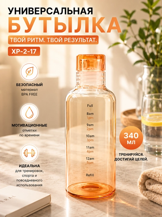 Бутылка для воды, для занятий спортом и повседневности, 550, 340 мл - 