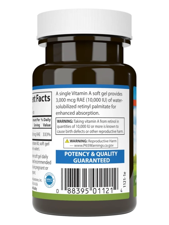 A vitamini, Carlson, Vitamin A, 3000 mkg, ko'z va immunitet uchun vitamin AQSH