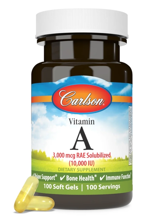 A vitamini, Carlson, Vitamin A, 3000 mkg, ko'z va immunitet uchun vitamin AQSH