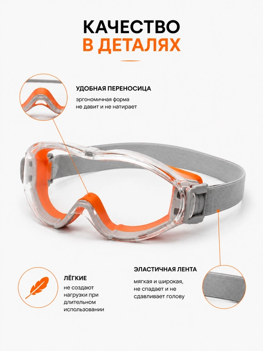 Защитные очки, прозрачные