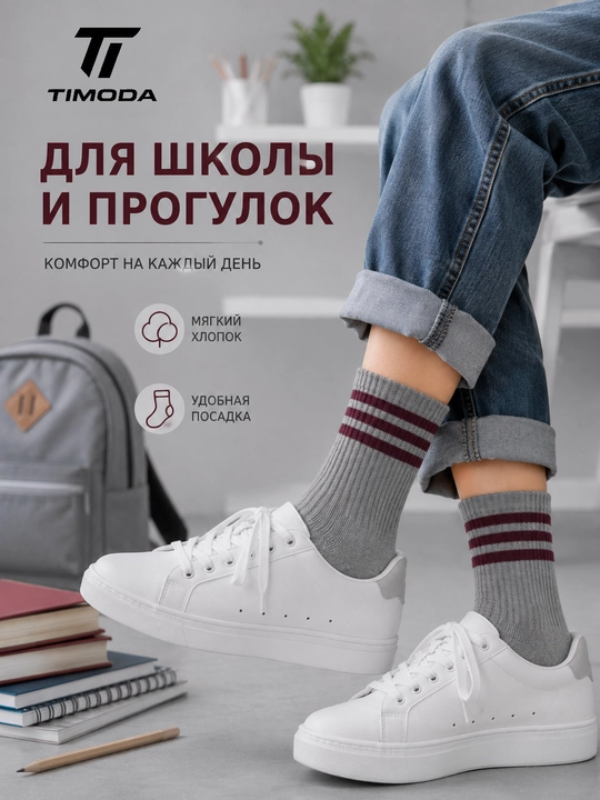 TIMODA 7021 — bolalar paypoqlari, 3 juft, 27-30, 31-34 o'lcham - 