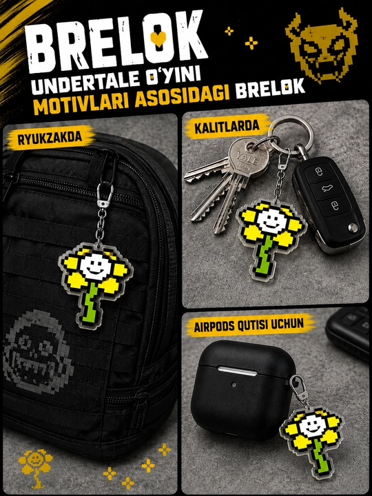 Undertale breloklari — fanatlar uchun merch, geymerlar uchun sovg‘a - 