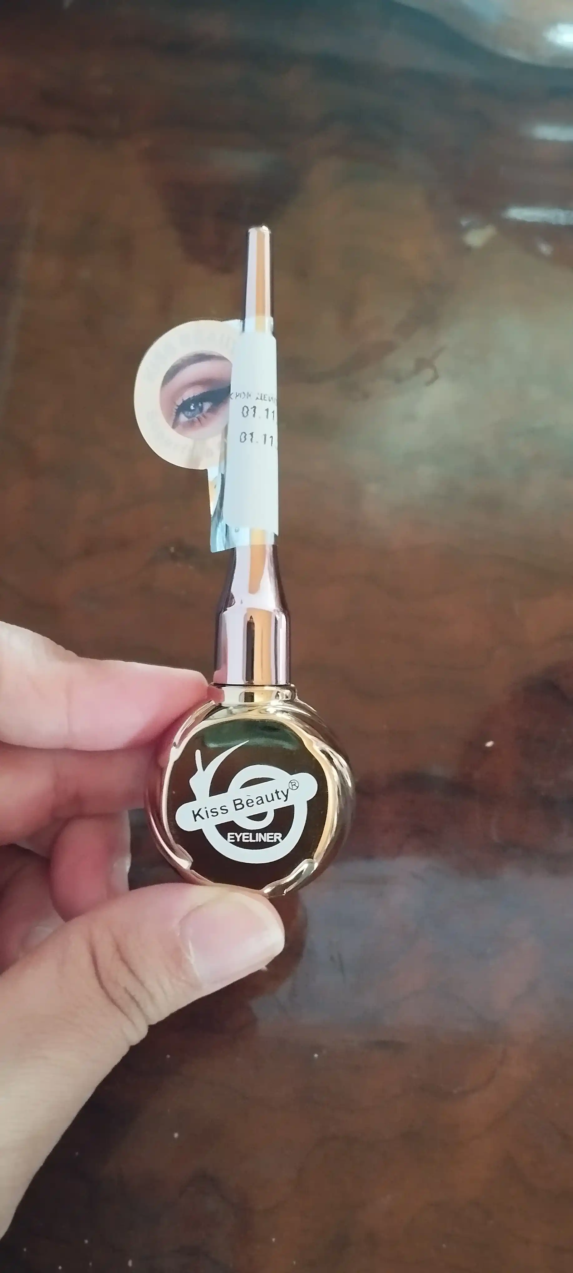 Жидкая подводка для глаз, eyeliner, водостойкая, черная, с тонкой кисточкой, Kiss Beauty