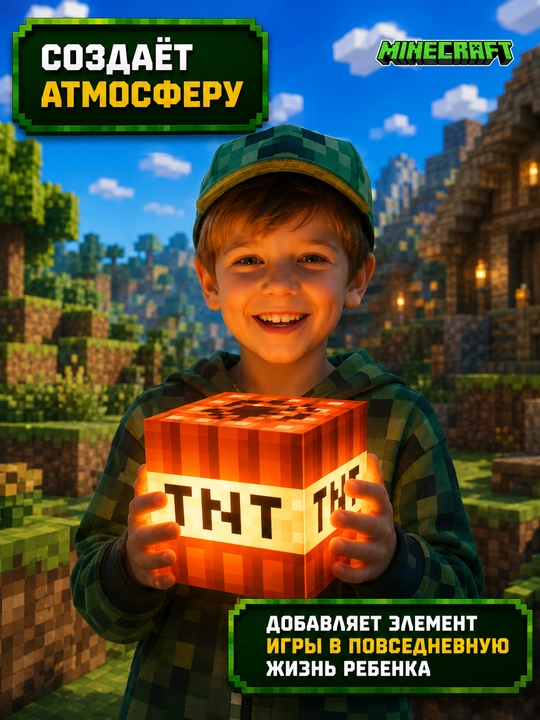 Minecraft LED tungi chiroq-fakel, dekorativ yoritgich maynkraft mario