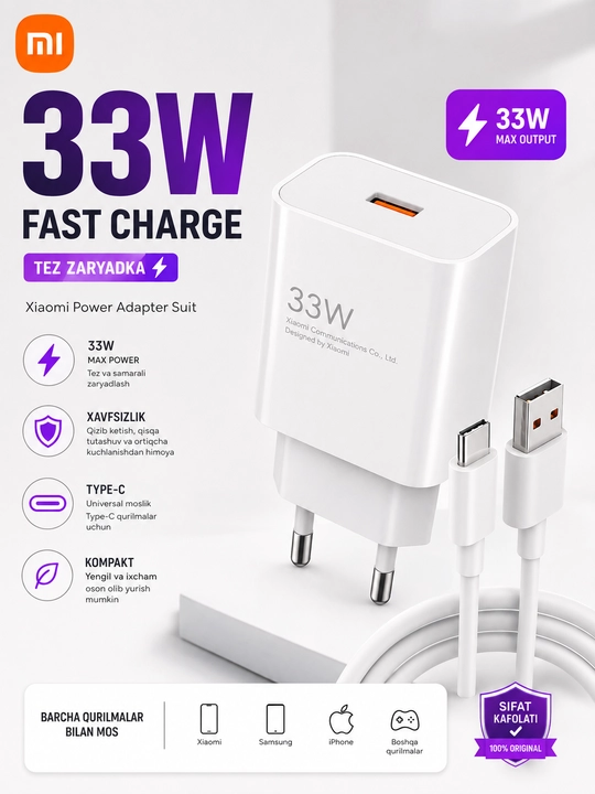 Xiaomi 33W Wall Charger (Type-A+Type-C) - 