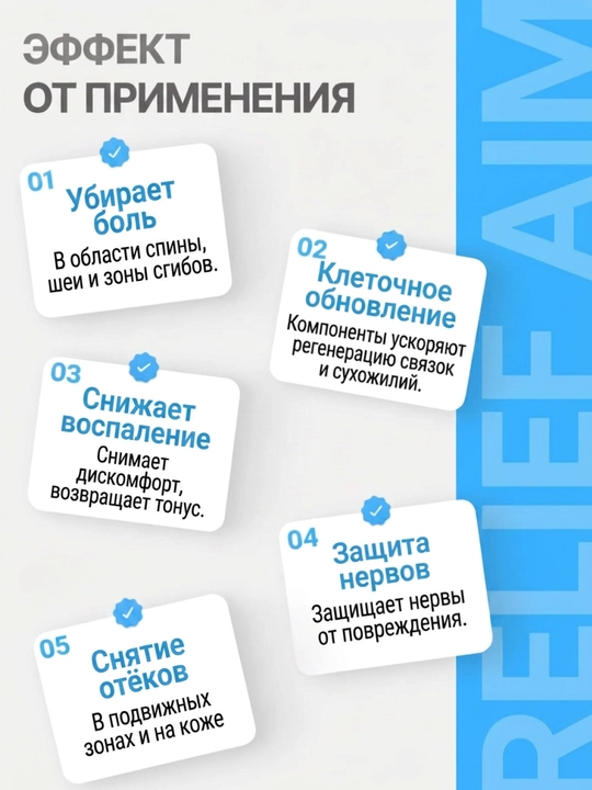 Relief-AIM от боли, воспаления в суставах, спине и шее, комплекс от отеков