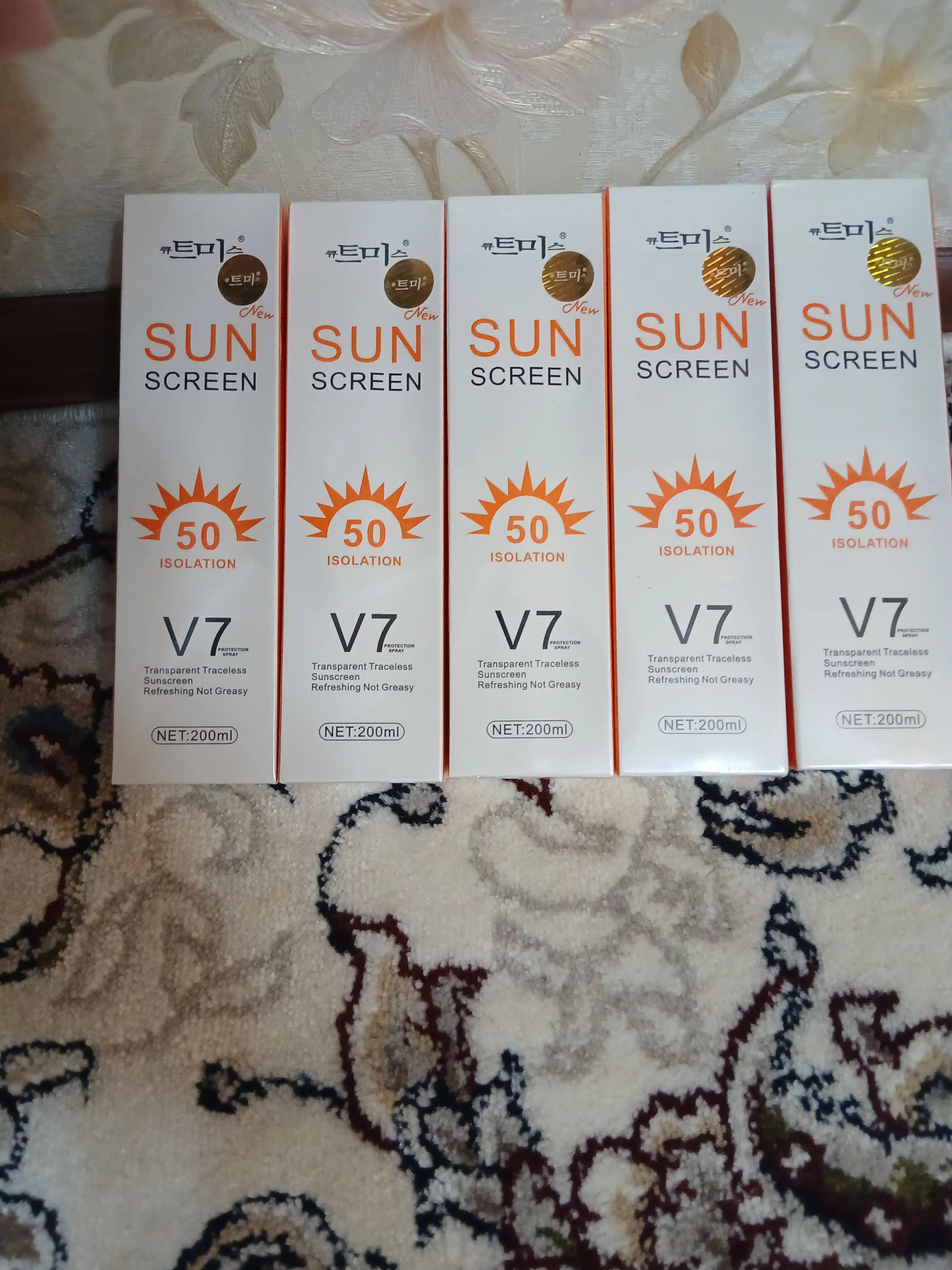 Quyoshdan himoya qiluvchi sprey kremi, 50 spf Quyosh ekrani V7, 200 ml