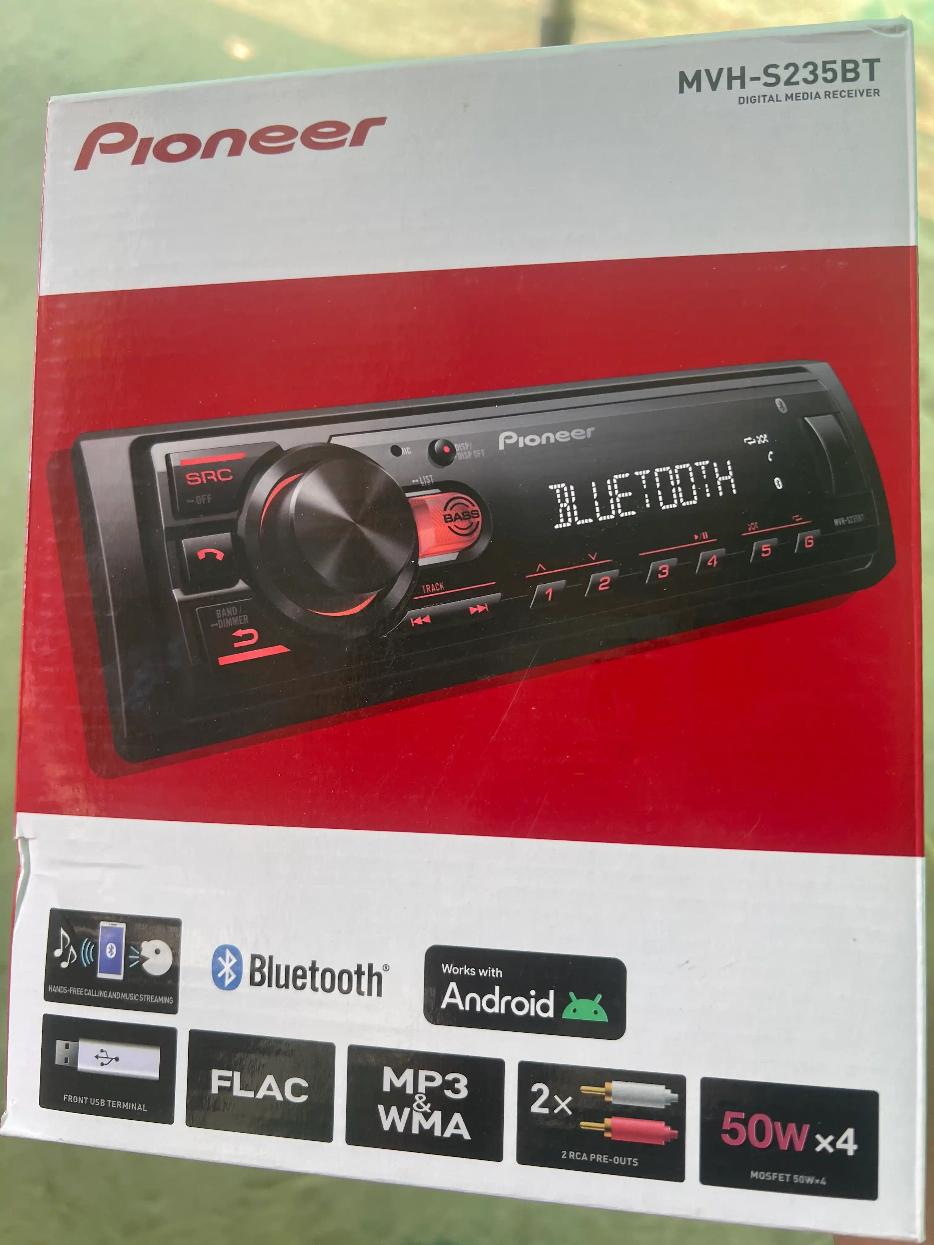 Автомагнитола для автомобиля PIONEER MVH-S235BT 1DIN черная с Bluetooth, USB и AUX