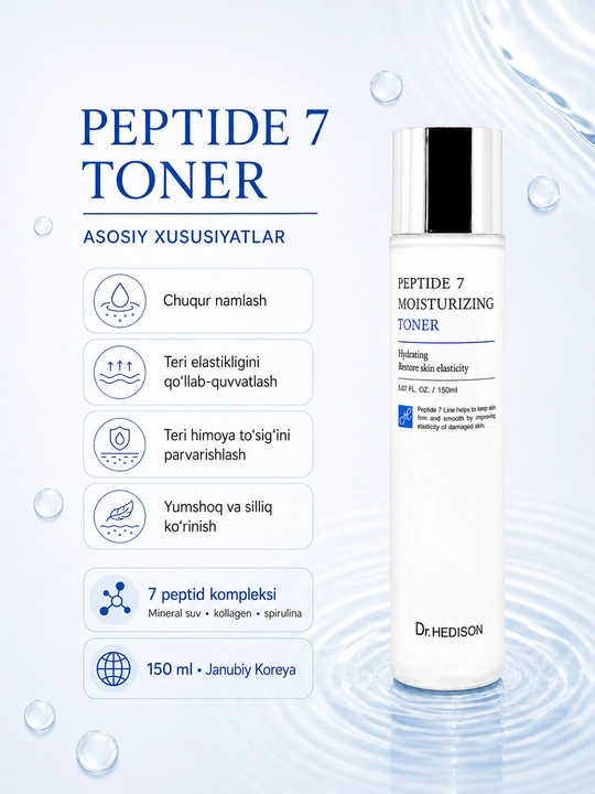 Yuz uchun namlovchi toner Dr.HEDISON Peptide 7, 150 ml