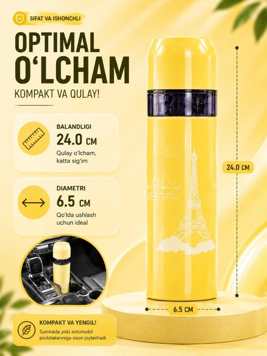 Termos bolalar uchun rangli, suv va ichimliklar uchun termoshisha